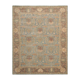 9 x 12  Aqua Taupe Beige Color Hand Tufted William Morris 100% Wool Transitional Oriental Rug